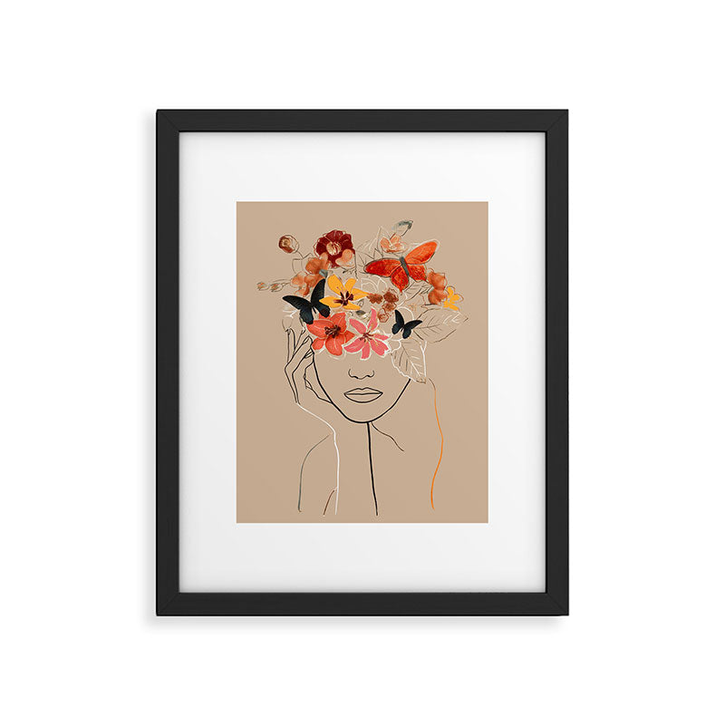 WOMAN WITH FLOWERS 7 Line Art  Framed Art Print Gallery Image 5