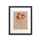 WOMAN WITH FLOWERS 7 Line Art  Framed Art Print Gallery Image 5