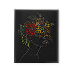woman with flowers 8 Line Art Framed Canvas Print Gallery Image 6