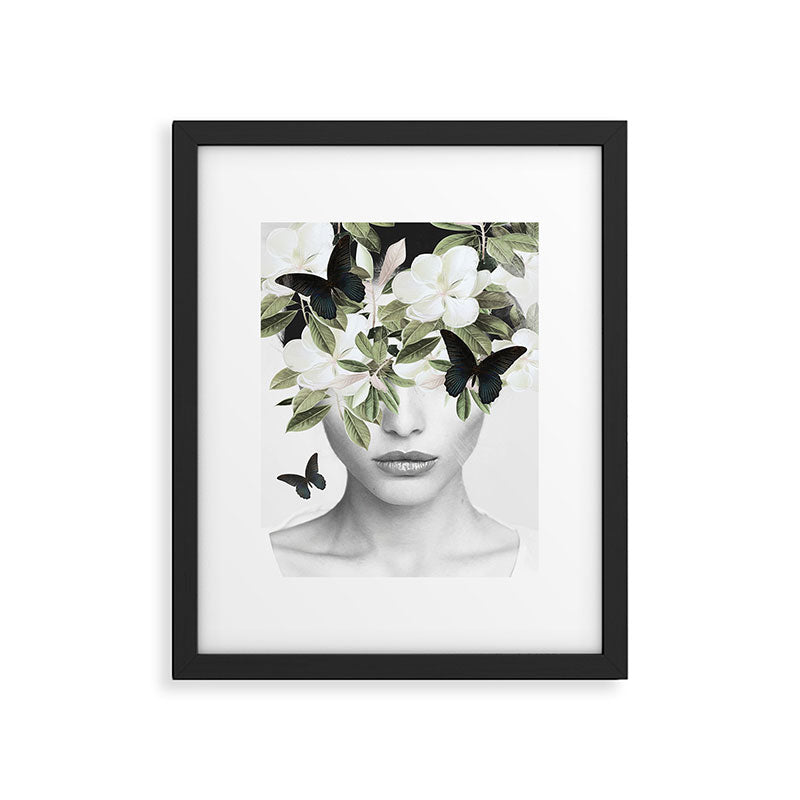 Woman With Flowers and Butterflies 3 Framed Art Print Gallery Image 5