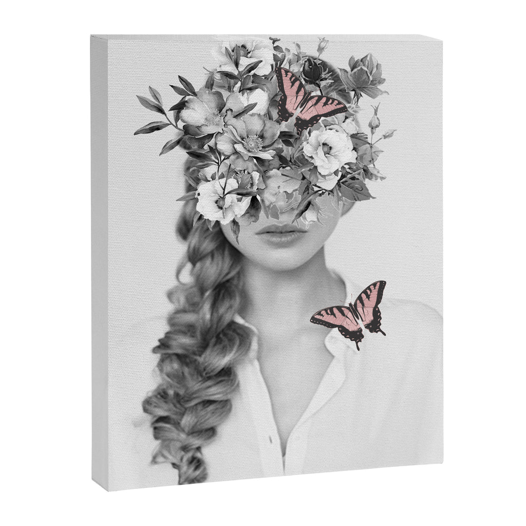 woman with flowers and butterflies 9a Canvas Print Gallery Image 6