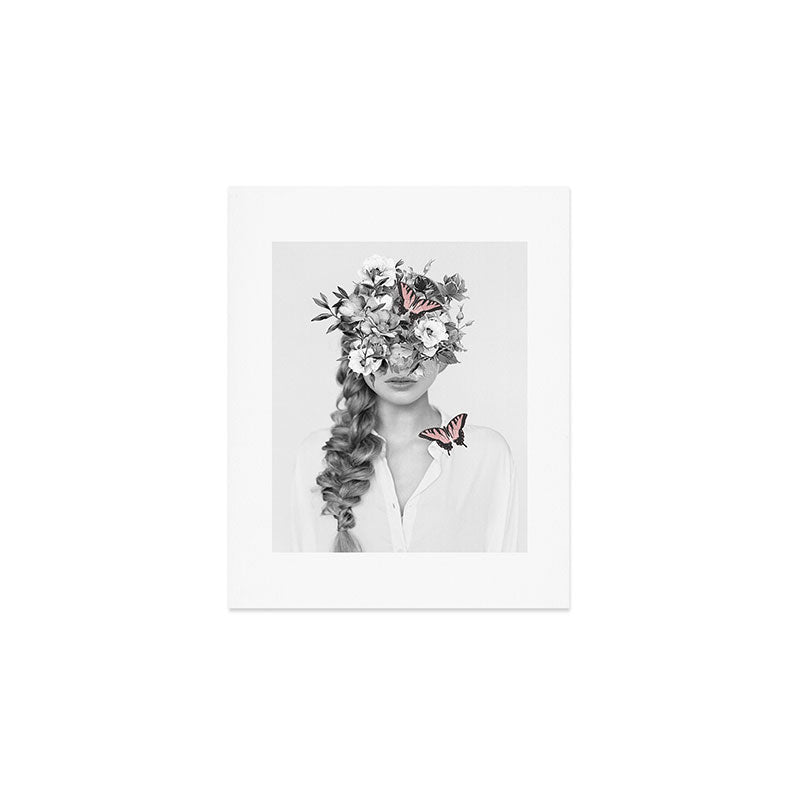 woman with flowers and butterflies 9a Art Print Gallery Image 1