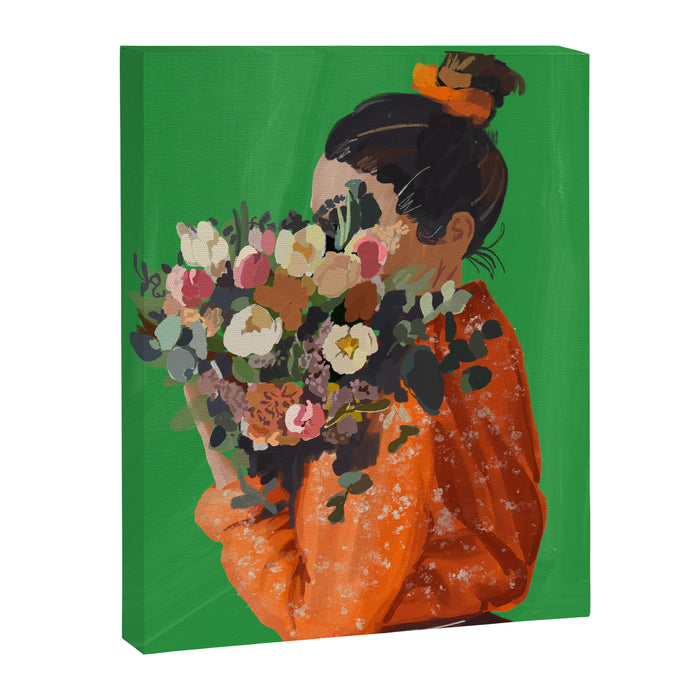 Woman with Flowers Painting Canvas Print Gallery Image 1