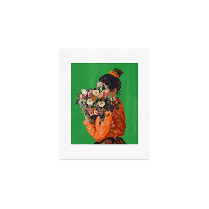 Woman with Flowers Painting Art Print Gallery Image 1