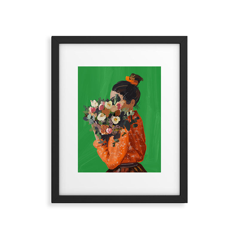 Woman with Flowers Painting Framed Art Print Gallery Image 5
