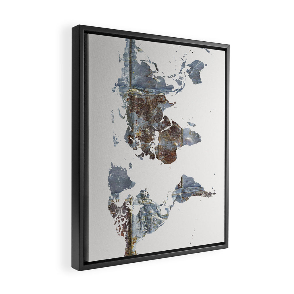 World Map(metal) Framed Canvas Print Gallery Image 2