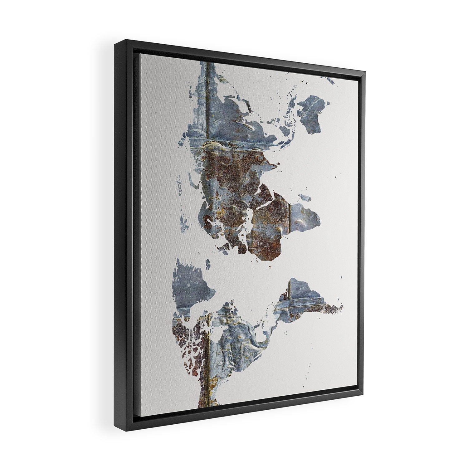 World Map(metal) Framed Canvas Print Gallery Image 2