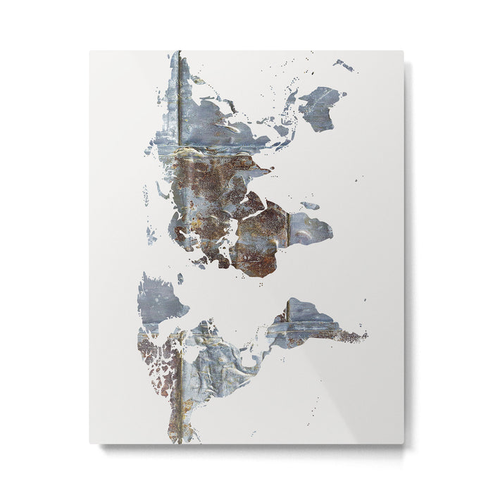 World Map(metal) Metal Print Gallery Image 1