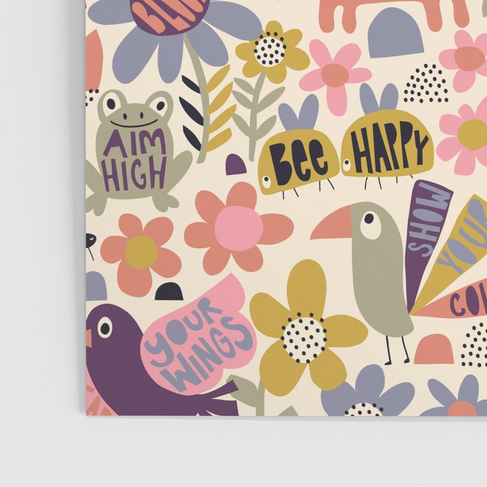 Playful Meadow Cute Animals with Motivational Affirmations - Soft Regal Poster Gallery Image 3