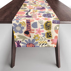 Playful Meadow Cute Animals with Motivational Affirmations - Soft Regal Table Runner Gallery Image 1