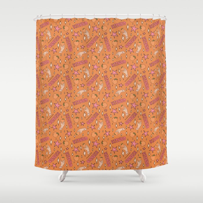 Cancer Peach Print Shower Curtain Gallery Image 1