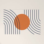 Geometric Lines in Navy Blue Orange 1 (Rainbow Abstraction) Welcome Mat Gallery Image 1