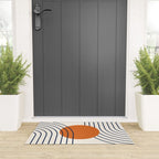 Geometric Lines in Navy Blue Orange 1 (Rainbow Abstraction) Welcome Mat Gallery Image 3