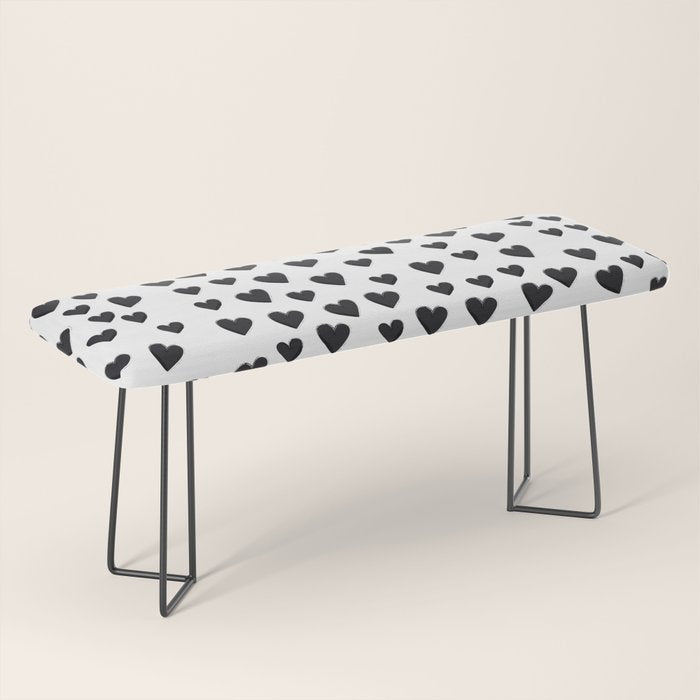 Hearts Love Black and White Pattern Bench Gallery Image 1