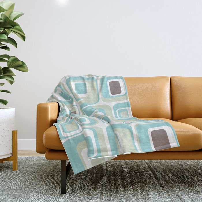 Retro Rectangles Mid Century Modern Geometric Vintage Style Throw Blanket Gallery Image 1