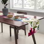 Burgundy Navy Cream Floral Watercolor Pattern B Table Runner Gallery Image 2