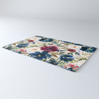 Burgundy Navy Cream Floral Watercolor Pattern B Rug Gallery Image 3