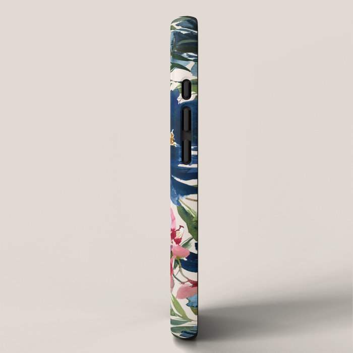 Burgundy Navy Cream Floral Watercolor Pattern B iPhone Case Gallery Image 2