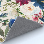 Burgundy Navy Cream Floral Watercolor Pattern B Rug Gallery Image 4