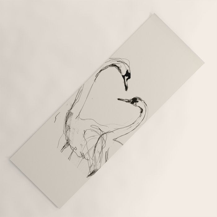 Swans in Ink - Elegant Minimalist Art Yoga Mat Gallery Image 1