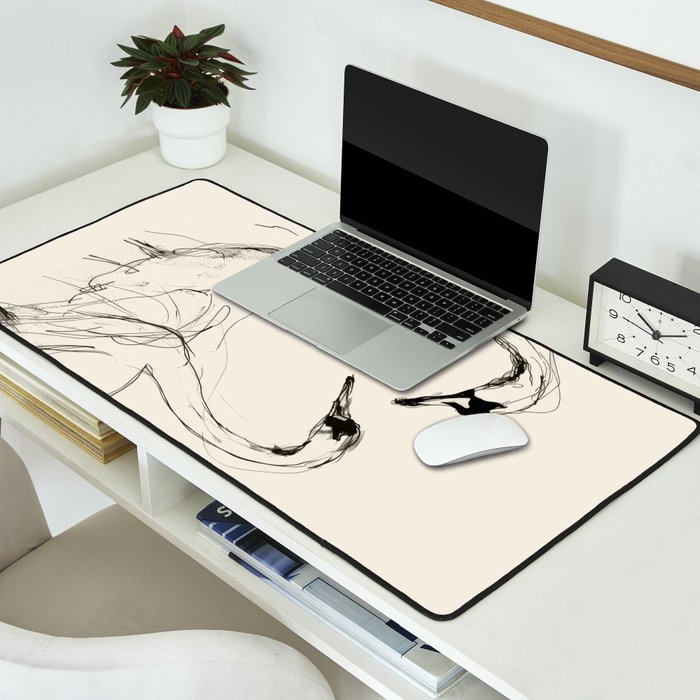 Swans in Ink - Elegant Minimalist Art Desk Mat Gallery Image 2