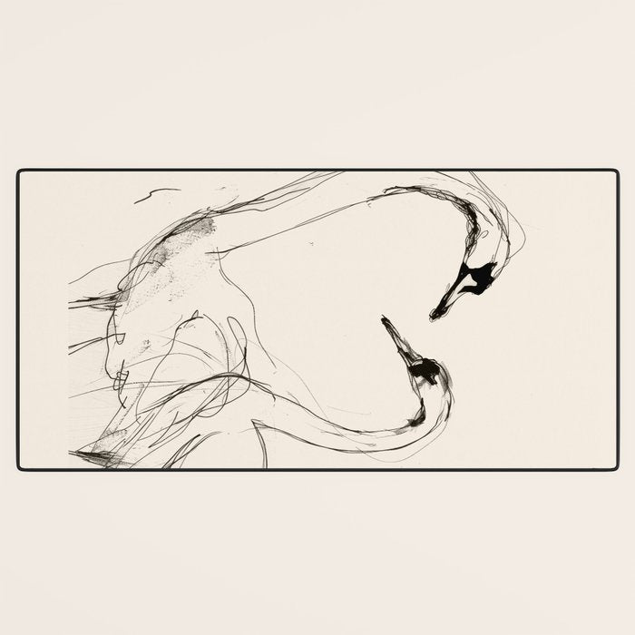 Swans in Ink - Elegant Minimalist Art Desk Mat Gallery Image 3