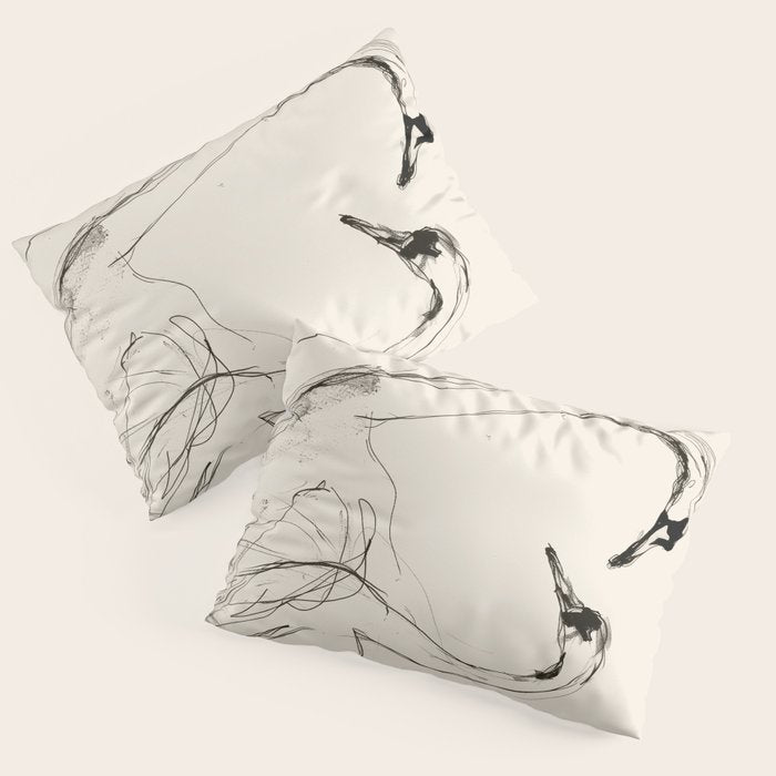 Swans in Ink - Elegant Minimalist Art Pillow Sham Gallery Image 3