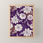 Dahlia Flowers Pattern - Purple and Yellow Mini Art Print Gallery Image 1
