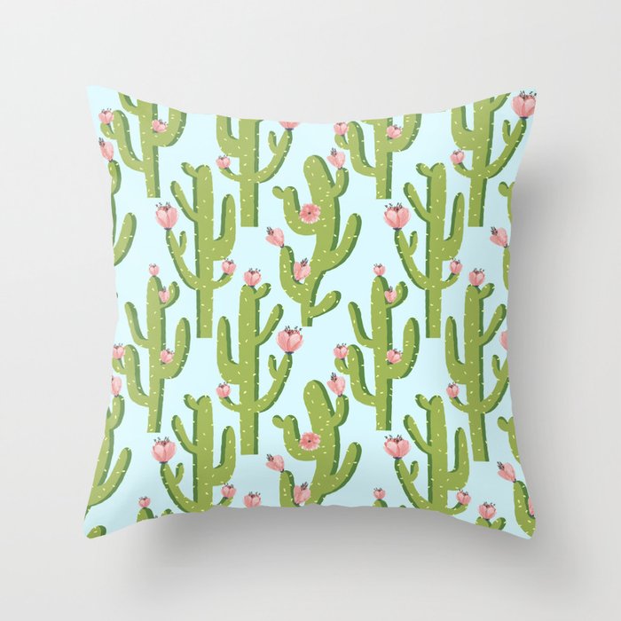 Summer Cactus #illustration #cactus Throw Pillow Gallery Image 1