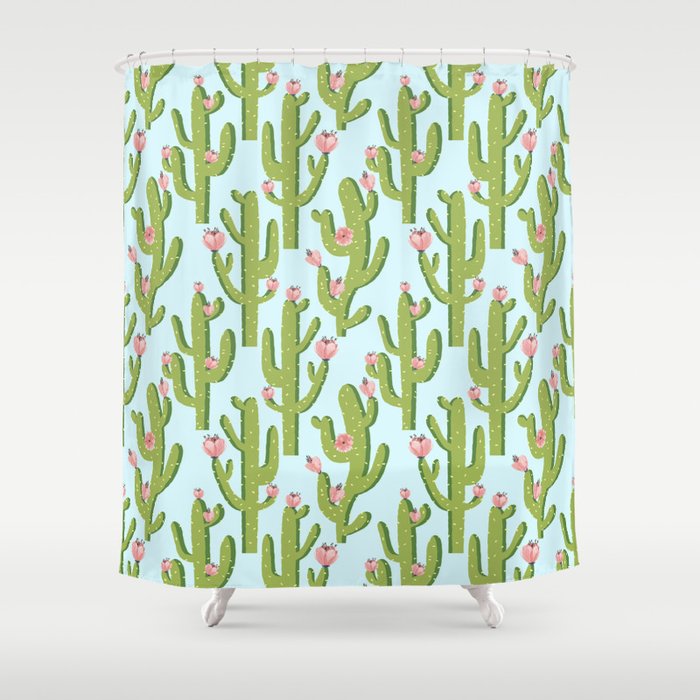 Summer Cactus #illustration #cactus Shower Curtain Gallery Image 1