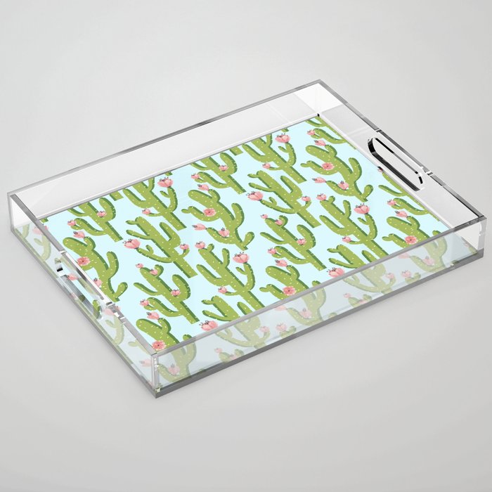 Summer Cactus #illustration #cactus Acrylic Tray Gallery Image 1