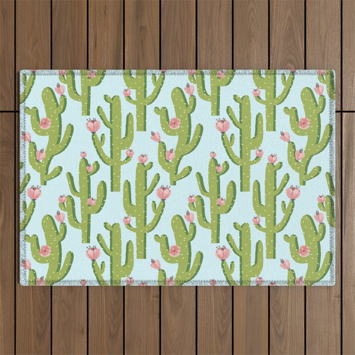 Summer Cactus #illustration #cactus Outdoor Rug Gallery Image 1