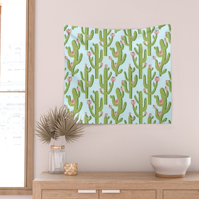 Summer Cactus #illustration #cactus Wall Tapestry Gallery Image 2