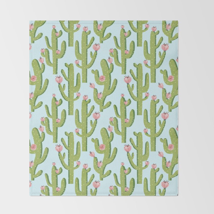 Summer Cactus #illustration #cactus Throw Blanket Gallery Image 2