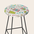 Retro Mid Century Happy Hour - Pink Green and Blue Stool Gallery Image 2