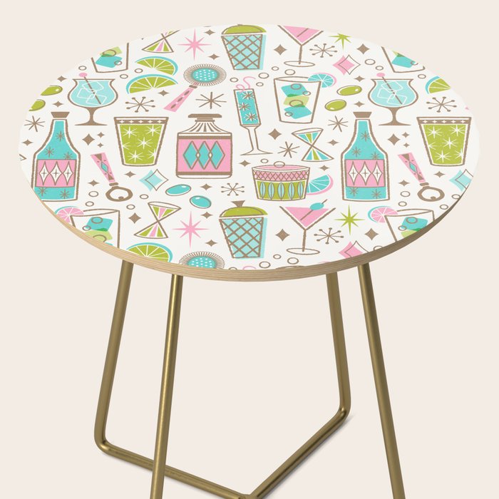 Retro Mid Century Happy Hour - Pink Green and Blue Side Table Gallery Image 2
