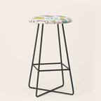 Retro Mid Century Happy Hour - Pink Green and Blue Stool Gallery Image 1