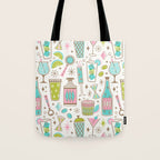 Retro Mid Century Happy Hour - Pink Green and Blue Tote Bag Gallery Image 1