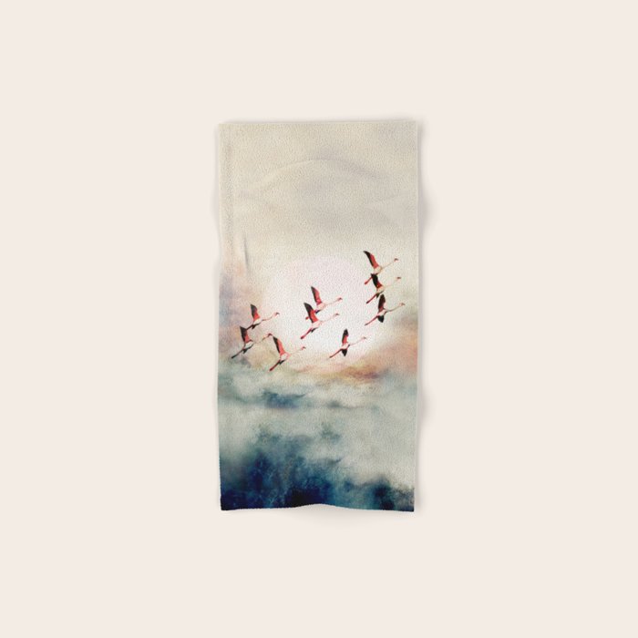 Flock of Flamingos Bath Towel Gallery Image 1