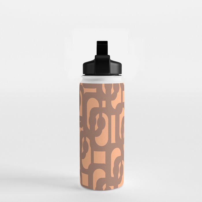 Midcentury Modern Loops Pattern 8 Inspired by PANTONE 17 1230 Color of the Year Mocha Mousse Water Bottle Gallery Image 2