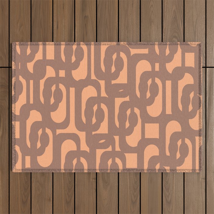 Midcentury Modern Loops Pattern 8 Inspired by PANTONE 17 1230 Color of the Year Mocha Mousse Outdoor Rug Gallery Image 1