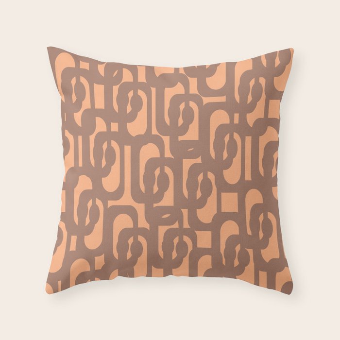 Midcentury Modern Loops Pattern 8 Inspired by PANTONE 17 1230 Color of the Year Mocha Mousse Throw Pillow Gallery Image 1