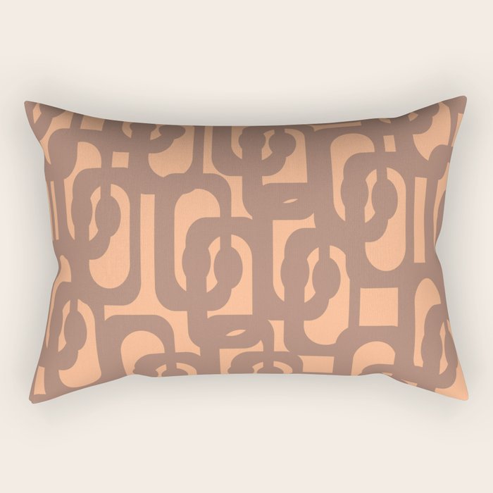 Midcentury Modern Loops Pattern 8 Inspired by PANTONE 17 1230 Color of the Year Mocha Mousse Rectangular Pillow Gallery Image 2