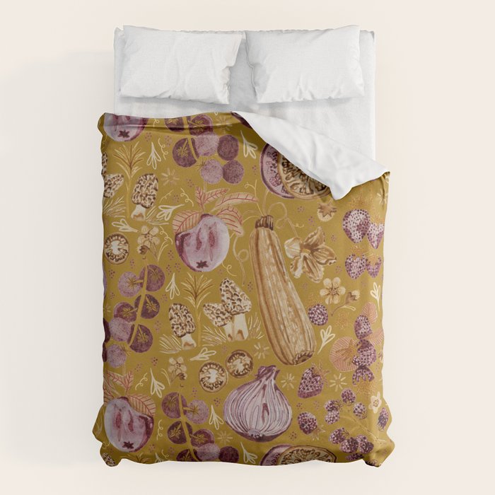Garden Vegetables & Fresh Fruit in Harvest Yellow Duvet Cover Gallery Image 6