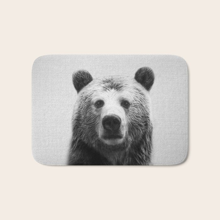 Bear - Black & White Bath Mat Gallery Image 1