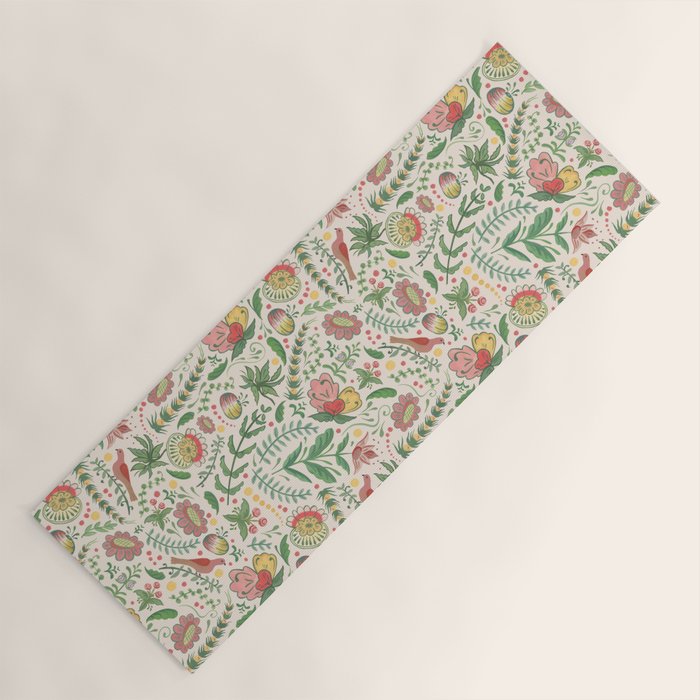 Swedish Floral - Cream Yoga Mat Gallery Image 1