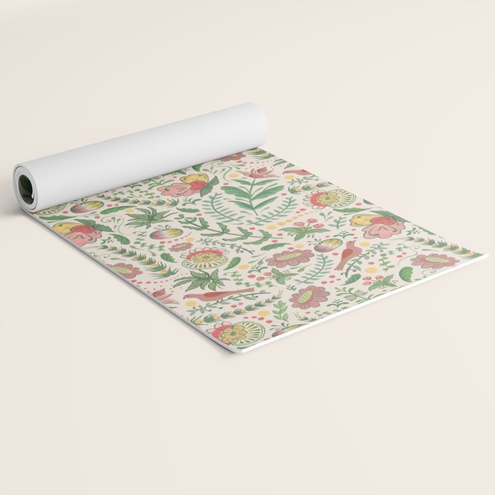 Swedish Floral - Cream Yoga Mat Gallery Image 2