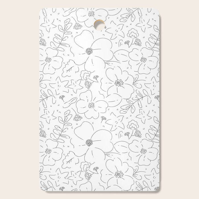 Black and white flower art pattern Cutting Board Gallery Image 1