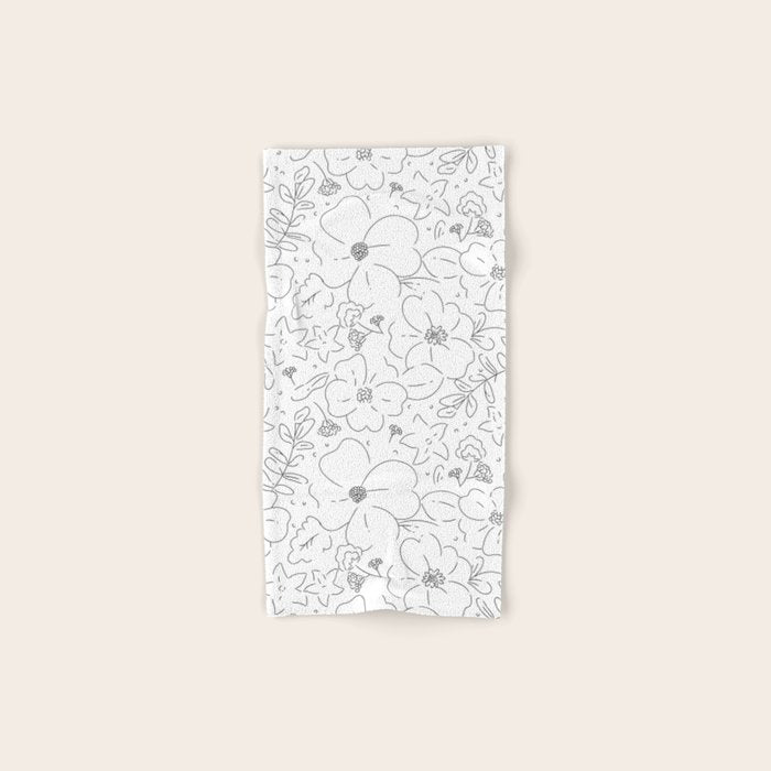 Black and white flower art pattern Bath Towel Gallery Image 1
