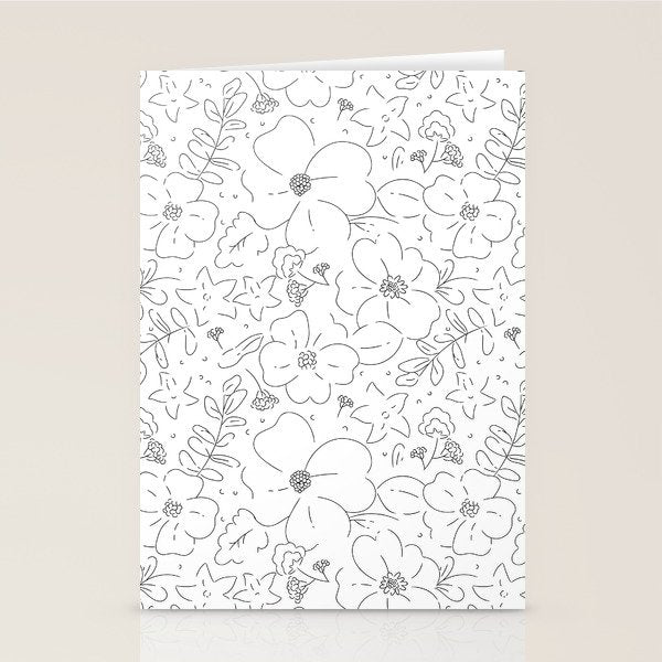 Black and white flower art pattern Stationery Card Gallery Image 2
